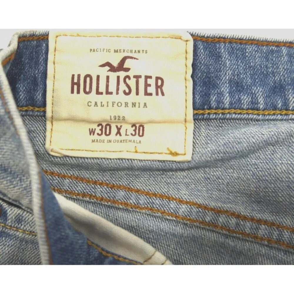 HOLLISTER California 1922 Skinny Faded Button Fly Blue Jeans Men's size 30 x 30